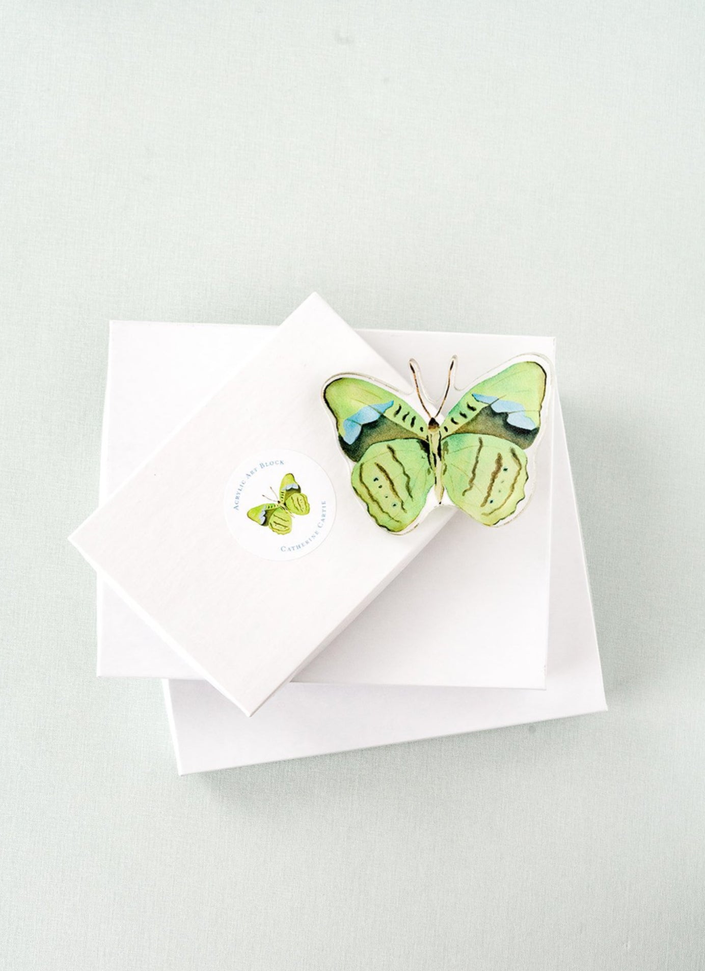 Green Butterfly Acrylic Art Block