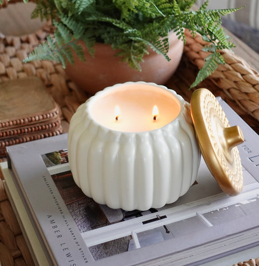 Ceramic Heirloom Pumpkin Candle (Custom Scent!)