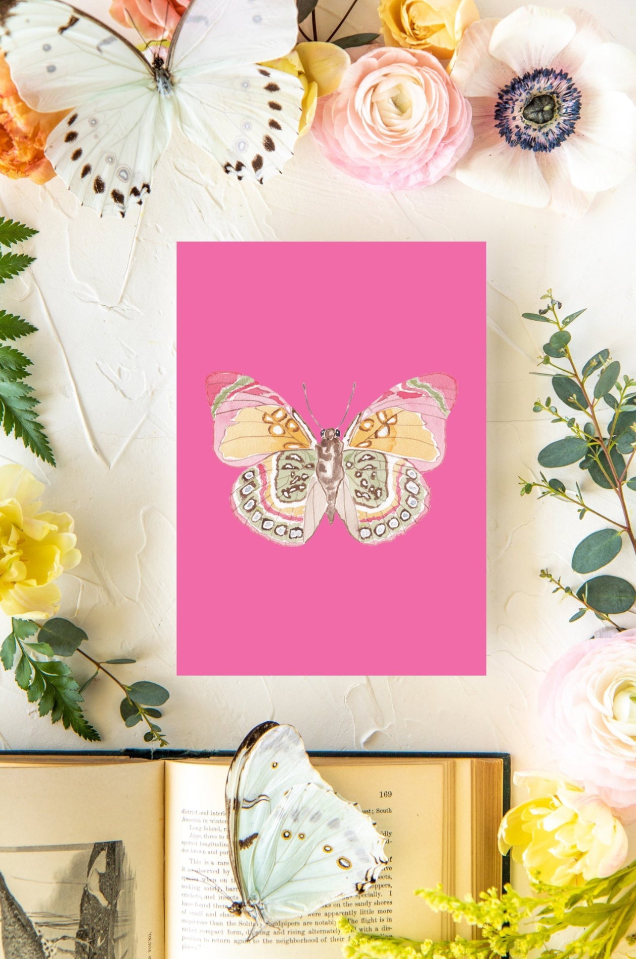 Hot Pink Butterfly Print